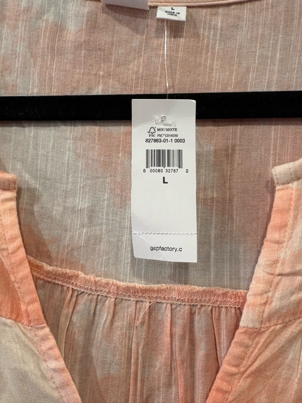 GAP Cotton Dress L tiered peach ivory - Picture 2 of 12